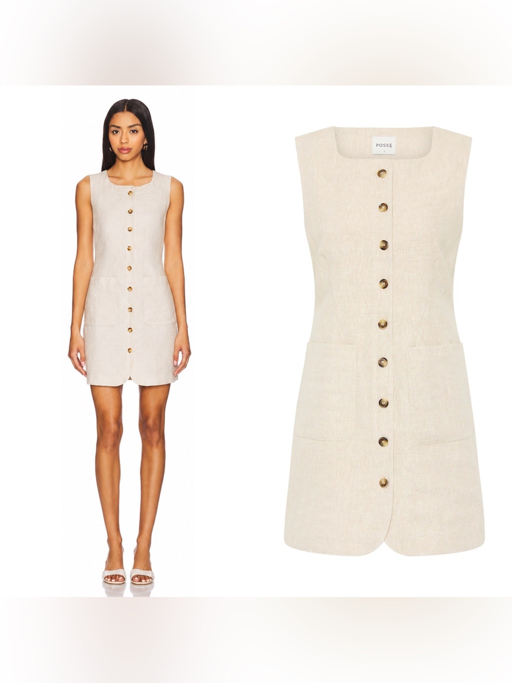 Nwt Posse Emma Button Down Dress In “Natural”